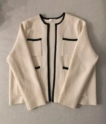 Ballsey 울 나일론 부클레 프론트 오픈 가디건