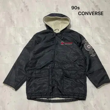 90s 컨버스 나일론 자켓 패딩 자켓 보아 안감 빅 자수 로고