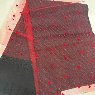 빨간색 튤 오비 장식 천, 블랙 라메 믹스 오비 장식 천 2장 세트