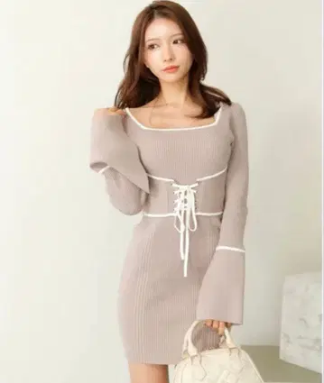 립서비스 바이컬러 코르셋 리브 원피스 lip