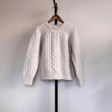 23구 아란 패턴 니트 케이블 38 베이지 보들보들 크루넥