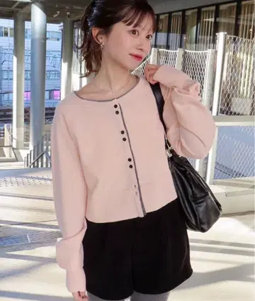 kastane [ 신색 추가 ] 레이어드 배색 가디건