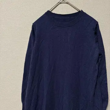 엘르 니트 도킹 원피스 (M) 네이비 & 블랙 롱 기장 레이어드 스타일