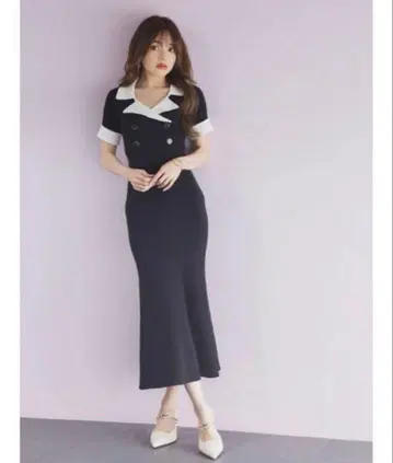 니트 원피스 반팔 블랙