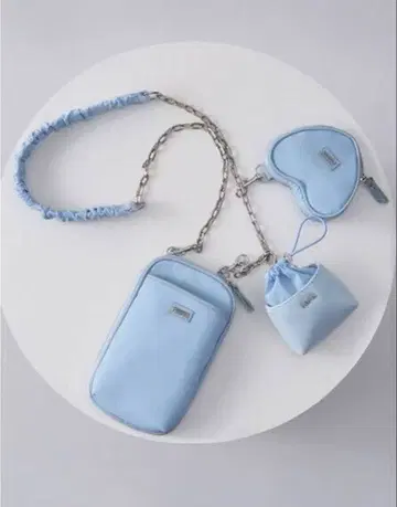 FURFUR 라이트 블루 숄더백 하트형 파우치 포함