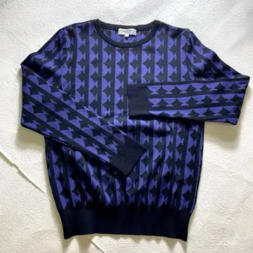 pierre Cardin signe 기하학 패턴 니트 스웨터
