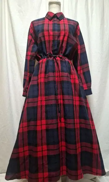 면린넨 빅 타탄 플레어 원피스