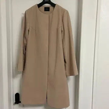 베이지 노카라 롱 코트 M 사이즈