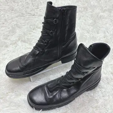 Y2K 천연 가죽 레이스업 숏부츠 23.5cm