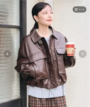 FREAK'S STORE 브라운 가죽 자켓