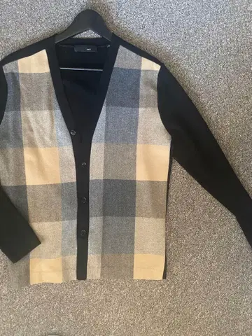 투모로우랜드 남성용 체크 무늬 가디건, S부터 M 사이즈 분께