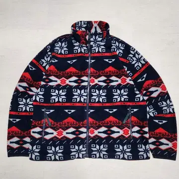 90s USA제 올 패턴 풀 집업 플리스 자켓 노르딕 무늬