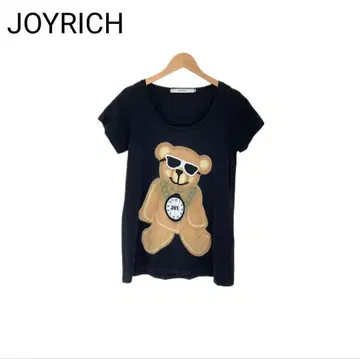 JOYRICH 애니멀T셔츠 곰 프린트 여성용 둥근넥 반팔 XS