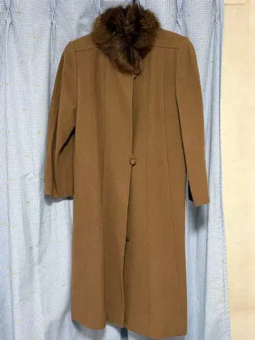 브라운 울 롱 코트 퍼 포함