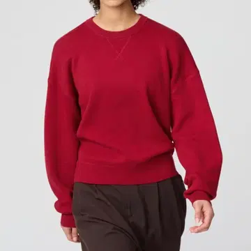 UNIQLO 스무스 코튼 크루넥 스웨터 15RED