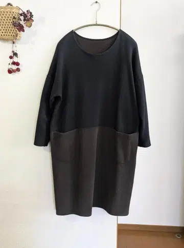 요건 레일 코튼 더블 페이스 튜닉 OP 남색 작은 색 빠짐 있습니다