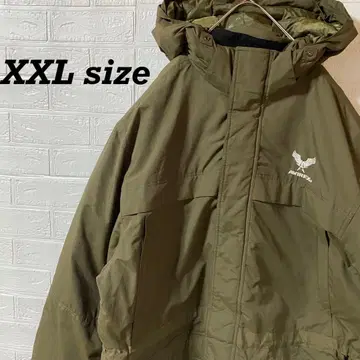 AVIREX 오버 사이즈 충전솜 후디 모즈 코트 카키