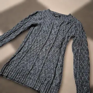 JACKROSE 그레이 케이블 니트 V넥 스웨터