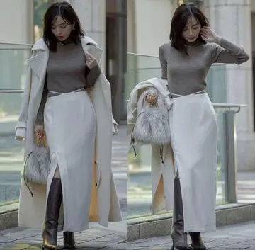 anuans 슬렌더 벨트 타이트 스커트