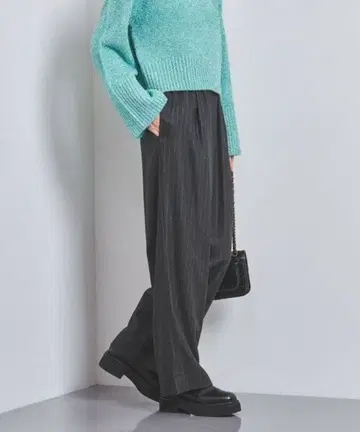 United arrows 이지 팬츠 슬랙스 스트라이프 그레이