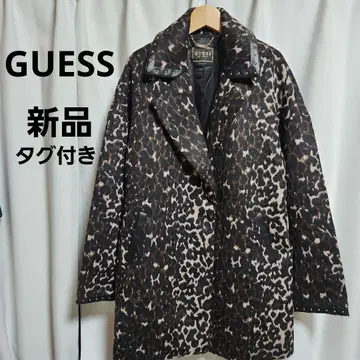 새상품 GUESS 레오파드 무늬 체스터 코트 스터드 빅 사이즈 M