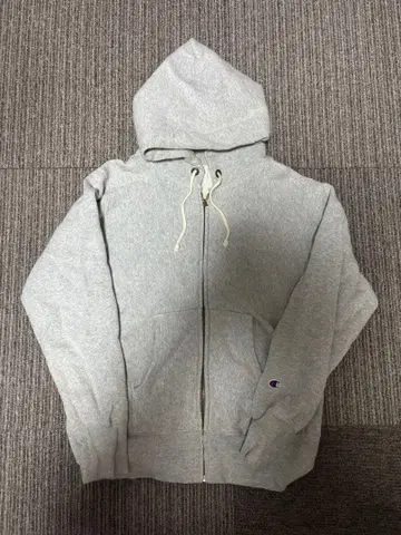 챔피온 리버스 위브 지퍼 후드티 그레이 M 파랑 택