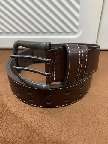 벨트 남성용 다크 브라운 2홀 인조 가죽 PU 심플 캐주얼