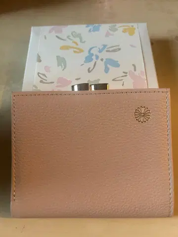 [ 미사용 새상품 ] 황궁 지갑 이단 접이식 가마구치 핑크 베이지