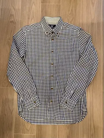 [꼼사맨] 네이비 깅엄 체크 셔츠 M 긴팔 버튼 다운