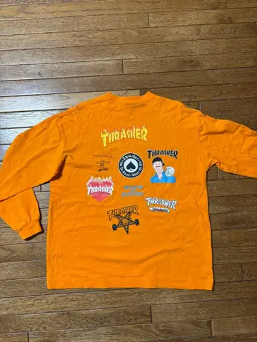 THRASHER 오렌지 긴팔 T셔츠 M 트레셔 롱티