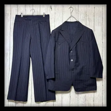 [ 새상품급 빈티지 수트 셋업 ] 네이비 스트라이프 레트로 M
