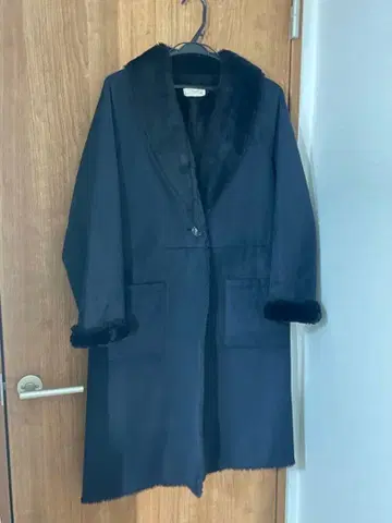 즉시 배송 다크 네이비 롱 무스탕 코트