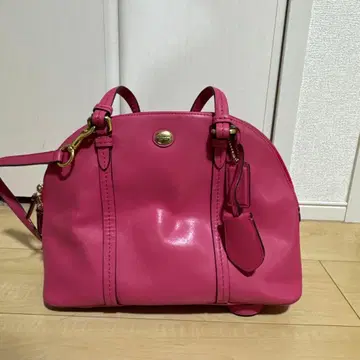 핑크 가죽 핸드백 숄더 스트랩 포함