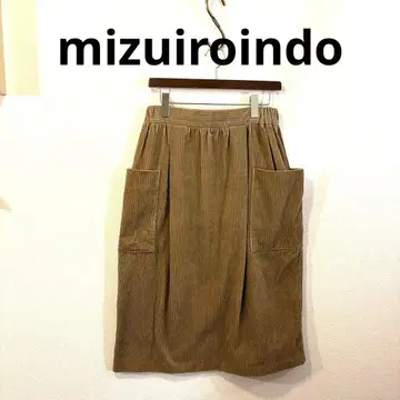 미즈이로 인드 베이지 코듀로이 스커트