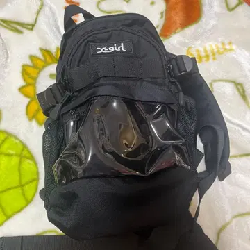 x-girl 블랙 미니 백팩 투명 포켓 부착