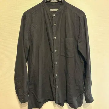 린넨 스탠드 카라 셔츠 블랙