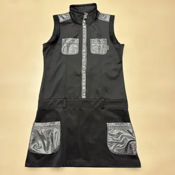 여성용 골프 원피스 블랙 슬리브리스