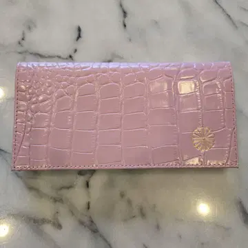 황거 장지갑 악어 무늬 엠보싱 핑크