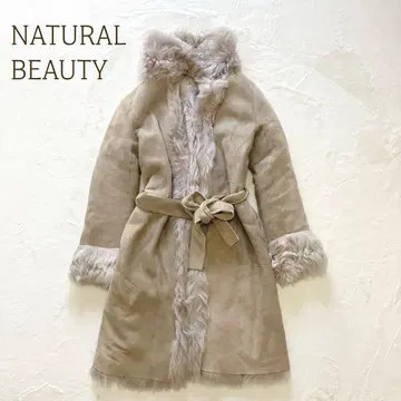 내추럴 뷰티 무스탕 코트 양가죽 천연 가죽 퍼 포함 롱 ( M )