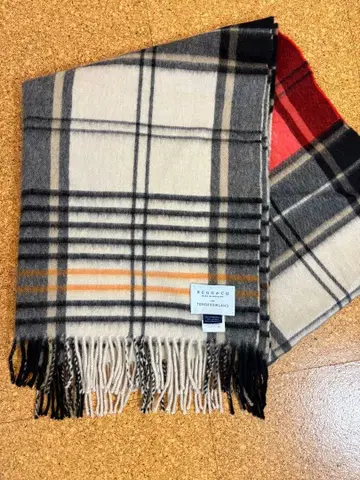 체크 무늬 울 혼방 스톨