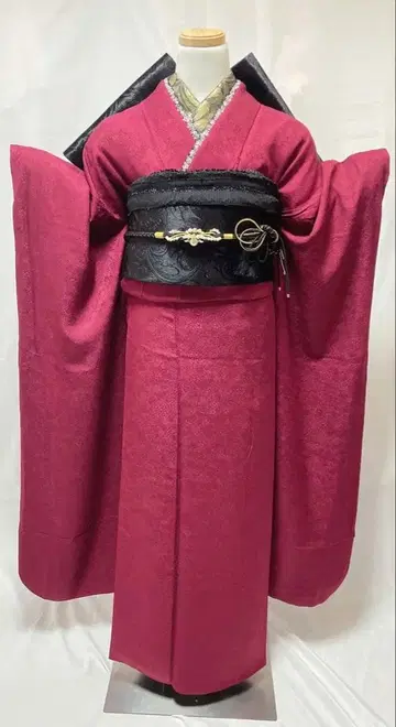 후리소데 성인식 풀세트 적자색 순수 실크 후리소데 풀세트