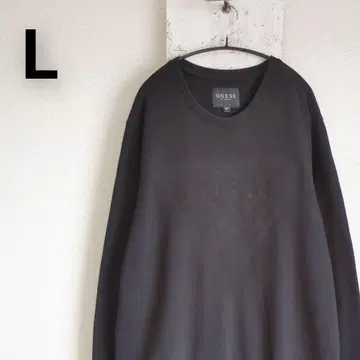 구제 의류 GUESS 게스 맨투맨 블랙 로고 엠보 지퍼 L