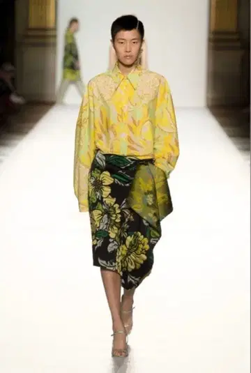 DRIES VAN NOTEN 18SS 자카드 스커트 플로럴 자수