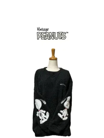 스누피 룸웨어 복슬복슬 스웨터 트레이닝복 블랙