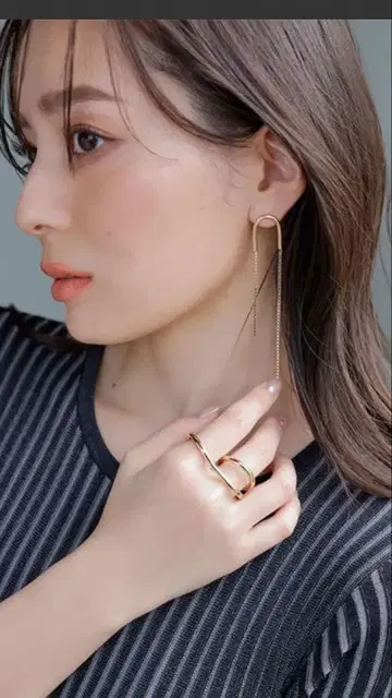 아지메 디자인 롱 체인 귀걸이