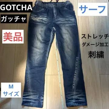 갓차 GOTCHA 데님 자수 데미지 가공 M 스트레치 서프