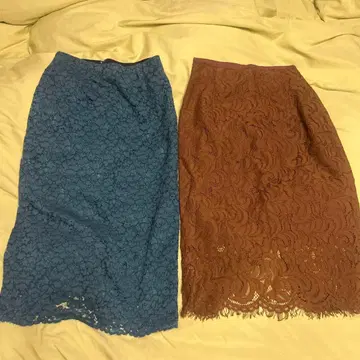 2세트 나노 유니버스 레이스 타이트 스커트 그린 브라운 오피스