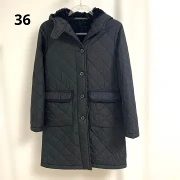 매킨토시 퀼팅 보아 롱 코트 그런지 블랙 36