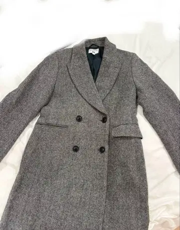 새상품급 UNIQLO 트위드 롱 코트 블랙