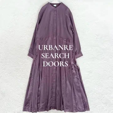 어반 리서치 도어스 절개 플리츠 롱 셔츠 원피스 밴드 카라